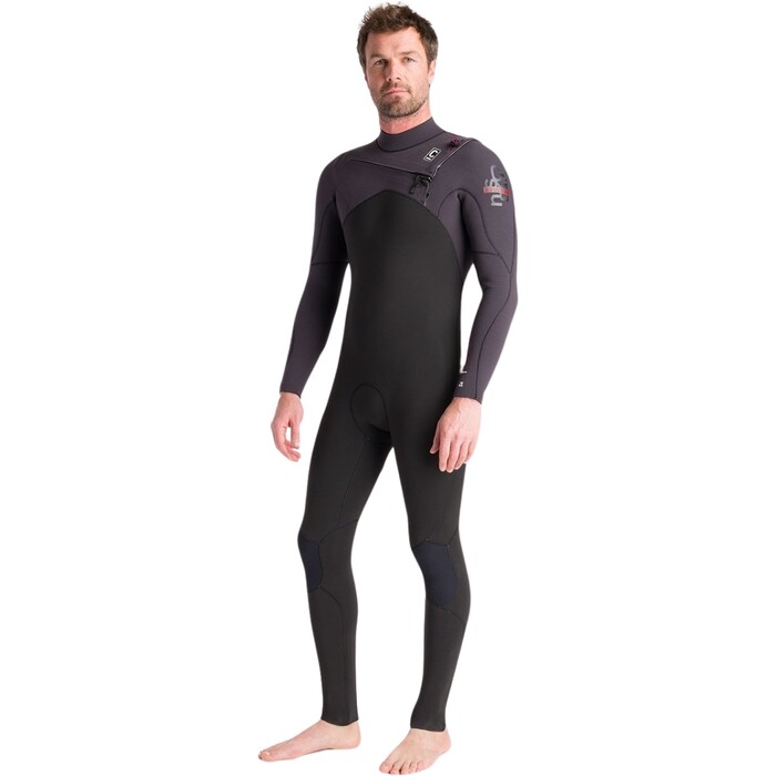 2024 C-Skins Hombres NuWave Session 5/4/3mm Chest Zip Neopreno C-NSE54MCZ - Black / Meteor X / Rust